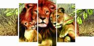 Quadro Decorativo Painel Leao Com Filhotes Moderno"