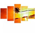Quadro Decorativo Painel Paisagem Por Do Sol Coqueiro Mar"