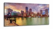 Quadro Decorativo Paisagem Boston Em Tecido em Tecido Canvas 130x60