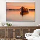 Quadro Decorativo Paisagem Canoa Por Do Sol