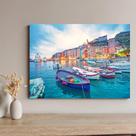 Quadro Decorativo Paisagem Costeira Arquitetura Italia Tecido Canvas