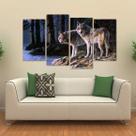 Quadro Decorativo Paisagem Lobos Escritório Tecido 4 Peças 1 Quadro Decorativo Paisagem Lobos Escritório Tecido 4 Peças 1