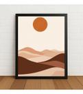 Quadro Decorativo Paisagem Minimalista Tons Terrosos C/vidro Preto