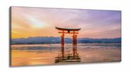 Quadro Decorativo Paisagem Oriental Portal Japão em Tecido Canvas 130x60