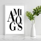 Quadro Decorativo Palavra Amigos 45x34cm Quadro Decorativo Palavra Amigos 45x34cm