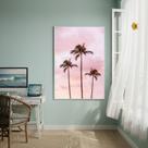 Quadro Decorativo Palmeiras Com Céu Rosa-70x50cm Cor:Moldura Preta
