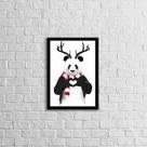Quadro Decorativo Panda Coração 45x34cm - com vidro