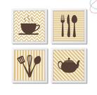 Quadro Decorativo Para Cozinha Café Talheres Bule Bege