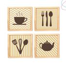 Quadro Decorativo Para Cozinha Café Talheres Bule Bege