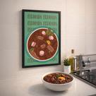 Quadro Decorativo Para Cozinha Feijoada 24x18cm Mold Preta Vidro