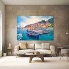 Quadro Decorativo para Quarto Sala Paisagem Barco Italia Mar Grande Escritório Hall Cozinha Corredor