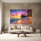 Quadro Decorativo para Quarto Sala Paisagem Praia Por do Sol Grande Escritório Hall Cozinha Corredor