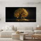 Quadro Decorativo para Sala Quarto Hall Arvore Dourada Horizontal Grande Decoração Parede Tela
