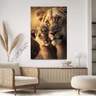 Quadro Decorativo Para Sala Quarto Hall Leoa com Filhote Savana Tamanho:40 X 60 X 3 CM