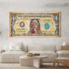 Quadro Decorativo para Sala Quarto Hall Nota de Dollar Money Horizontal Grande Decoração Parede Tela
