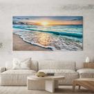 Quadro Decorativo para Sala Quarto Hall Paisagem Praia Nascer Sol Horizontal Grande Decoração Parede Tela