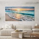 Quadro Decorativo para Sala Quarto Hall Paisagem Praia Nascer Sol Horizontal Grande Decoração Parede Tela