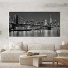 Quadro Decorativo para Sala Quarto Hall Ponte Manhatan NY Paisagem Preto e Branco Cidade Horizontal Grande Decoração Par