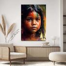 Quadro Decorativo Para Sala Quarto Hall Tela vertical Grande India Menina Amazonas