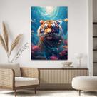 Quadro Decorativo Para Sala Quarto Hall Tela vertical Grande Tigre Rosas Mar