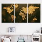 Quadro Decorativo Parede 120x60 Mapa Mundi Antigo Rústico