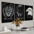 Quadro decorativo parede 3 peças disciplina execução e foco Quadro decorativo parede 3 peças disciplina execução e foco