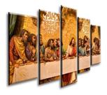 Quadro decorativo parede 5 peças Santa Ceia 115x60 Quadro decorativo parede 5 peças Santa Ceia 115x60