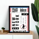 Quadro Decorativo Passagem Para Nova York 45x34cm - com vidro Quadro Decorativo Passagem Para Nova York 45x34cm - com vidro