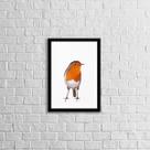 Quadro Decorativo Passarinho Geométrico Laranja 33x24cm - com vidro