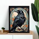 Quadro Decorativo Pássaro Corvo 45x34cm - com vidro
