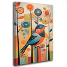 Quadro Decorativo Pássaro Geometrico Moderno Abstrato 60x40 cm Sala Quarto Cozinha Tela Canvas Borda infinita