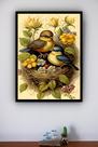 Quadro Decorativo Pássaros Ninho Fruta Flores - 70x50cm