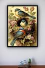 Quadro Decorativo Pássaros Ninho Trio Flores - 70x50cm