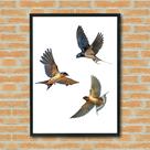 Quadro Decorativo Pássaros Voando - 70x50cm