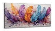 Quadro Decorativo Penas Coloridas em Tecido Canvas 130x60 cm Quadro Decorativo Penas Coloridas em Tecido Canvas 130x60 cm