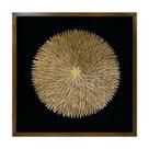 Quadro Decorativo Penas Douradas em Circulo Minimalista
