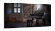 Quadro Decorativo Piano Retrô Músicaem Tecido Canvas 130x60