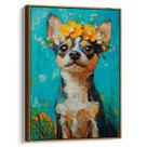 Quadro decorativo Pinscher Florido em Campo Azul - Art Canvas