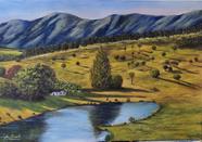 Quadro decorativo pintado à mão O lago das montanhas