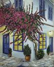 Quadro decorativo pintado à mão Um Cantinho em Nafplio
