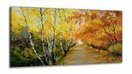 Quadro Decorativo Pintura Caminho No Outono em Tecido Canvas 130x60