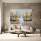 Quadro Decorativo Pintura Lago Moderno Sala Luxo Tecido Canvas Quadro Decorativo Pintura Lago Moderno Sala Luxo Tecido Canvas