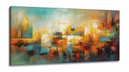 Quadro Decorativo Pintura Luxo Geométrico em Tecido Canvas 130x60 cm