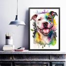 Quadro Decorativo Pitt Bull Happy Aquarela 45x34cm Quadro Decorativo Pitt Bull Happy Aquarela 45x34cm
