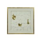 Quadro Decorativo Plástico Branco Dourado 80x80x3,5cm