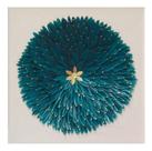 Quadro Decorativo Plumas Azul Redonda Moldura Preta