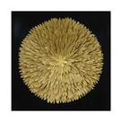 Quadro Decorativo Plumas Dourada Redonda