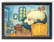 Quadro Decorativo Pokémon Snorlax Van Gogh geek.frame presente decoração sala quarto geek
