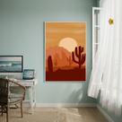 Quadro Decorativo Pôr Do Sol No Deserto 70x50cm Mold Preta