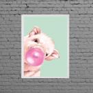Quadro Decorativo Porquinho Bubble Gum 45x34cm